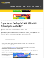 Crypto Market Cap Tops $4T: Will $5B in BTC Options Ignite Another Up?
