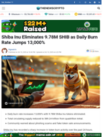 Shiba Inu Eliminates 9.78M SHIB as Daily Burn Rate Jumps 13,000%