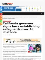 California governor signs laws establishing safeguards over AI chatbots - The Crypto News Wire