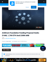 Arbitrum Foundation Funding Proposal Seeks $16M, 1,700 ETH And 230M ARB