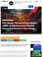 BTC News: Bitcoin Drops Below $90K as BitMine and Bitwise Execs See Bottom This Week | Live Bitcoin News