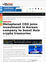 Metaplanet CEO joins investment in Korean company to boost Asia crypto treasuries - The Crypto News Wire