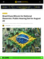 Brazil Eyes Bitcoin for National Reserves: Public Hearing Set for August 20