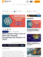 Nine Casino Tops List of Non-UK Casinos Accepting UK Players in 2025 – Press release Bitcoin News