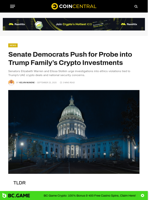 Senate Democrats Push for Probe into Trump Family’s Crypto