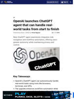 OpenAI launches ChatGPT agent that can handle real-world tasks from start to finish