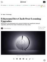 Ethereum Devs Clash Over Looming Upgrades - Decrypt
