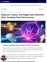 Dogecoin, Solana, and Magax Gain Attention After Trending Chart Performance