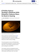ETHZilla Follows Strategy's Playbook With Ethereum Treasury Plans. Its Stock Is Soaring