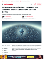 Ethereum Foundation Director Tomasz Stanczak to Step Down