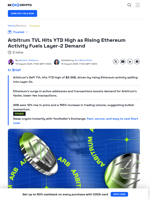 Arbitrum TVL Climbs to $3.39 Billion, Thanks To Ethereum