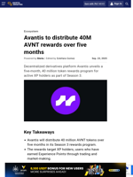 Avantis to distribute 40M AVNT rewards over five months
