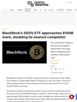 BlackRock's SGOV ETF approaches $100B mark, doubling its nearest competitor
