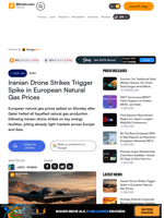 Iranian Drone Strikes Trigger Spike in European Natural Gas Prices – Bitcoin News