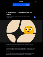 Is Aster just CZ taking Binance on-chain?
