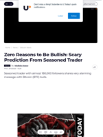 Zero Reasons to Be Bullish: Scary Prediction From Seasoned Trader - U.Today