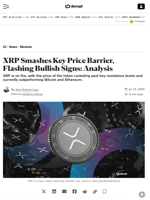 XRP Smashes Key Price Barrier, Flashing Bullish Signs: Analysis - Decrypt