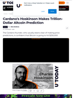 Cardano's Hoskinson Makes Trillion-Dollar Altcoin Prediction