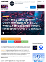 First-Time Crypto Investor Guide: Why Ozak AI at $0.012 with $3.58M Backing is Perfect for Beginners Over BTC at $123K | Live Bitcoin News