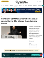 SoftBank CEO Masayoshi Son says AI revolution is 50x bigger than dotcom boom