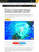 Privacy is 'Constant Battle' Between Blockchain Stakeholders and State