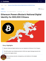 Ethereum Powers Bhutan’s National Digital Identity for 800,000 Citizens