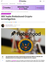 SEC halts Robinhood Crypto investigation - Coinfea
