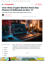 Live: Does Crypto Market Have Any Chance of Rebound on Nov. 7? - Coinspeaker