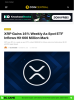 XRP Gains 16% Weekly As Spot ETF Inflows Hit 666 Million Mark