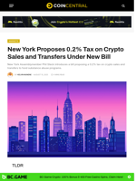 New York Proposes 0.2% Tax on Crypto Sales and Transfers Under New Bill