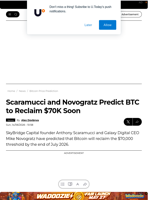 Scaramucci and Novogratz Predict BTC to Reclaim $70K Soon - U.Today