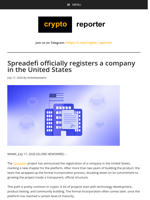 Spreadefi officially registers a company in the United States