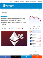 Ether Risks Deeper Slide As Founder Vitalik Buterin Accelerates Multi-Million ETH Sales ⋆ ZyCrypto