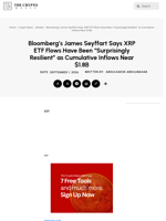 Bloomberg’s James Seyffart Says XRP ETF Flows Have Been “Surprisingly Resilient” as Cumulative Inflows Near $1.8B