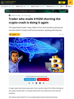 Mystery Whale Opens $163M Bitcoin Short After $192M Profit