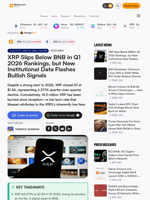 XRP Slips Below BNB in Q1 2026 Rankings, but New Institutional Data Flashes Bullish Signals