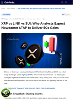 XRP vs LINK vs SUI: Why Analysts Expect Newcomer $TAP to Deliver 50x Gains