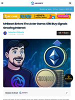 MrBeast Enters The Aster Game: $1M Buy Signals Growing Interest