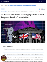 UK Stablecoin Rules Coming by 2026 as BOE Prepares Public Consultation