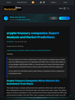 crypto treasury companies: Expert Analysis and Market Predictions - Blockchain.News