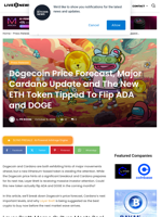 Dogecoin Price Forecast, Major Cardano Update and The New ETH Token Tipped To Flip ADA and DOGE | Live Bitcoin News