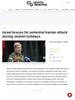 Israel braces for potential Iranian attack during Jewish holidays