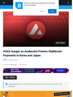 AVAX Surges as Avalanche Powers Stablecoin Payments in Korea and Japan | Bitcoinist.com