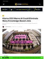 Klarna CEO Warns AI Could Eliminate Many Knowledge-Based Jobs - CoinCentral