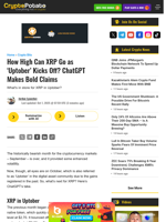 How High Can XRP Go as ‘Uptober’ Kicks Off? ChatGPT Makes Bold Claims