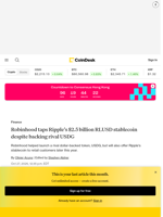 Ripple's RLUSD stablecoin is coming to Robinhood's app, potentially reaching millions