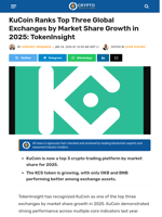 KuCoin Ranks Top Three Global Exchanges by Market Share