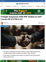 Firelight Surpasses 50M XRP Staked as DeFi Losses Hit $137M in Q1 - TheNewsCrypto