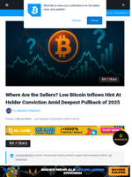 Where Are the Sellers? Low Bitcoin Inflows Hint At Holder Conviction Amid Deepest Pullback of 2025 | Bitcoinist.com