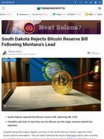 South Dakota Rejects Bitcoin Reserve Bill Following Montana’s Lead